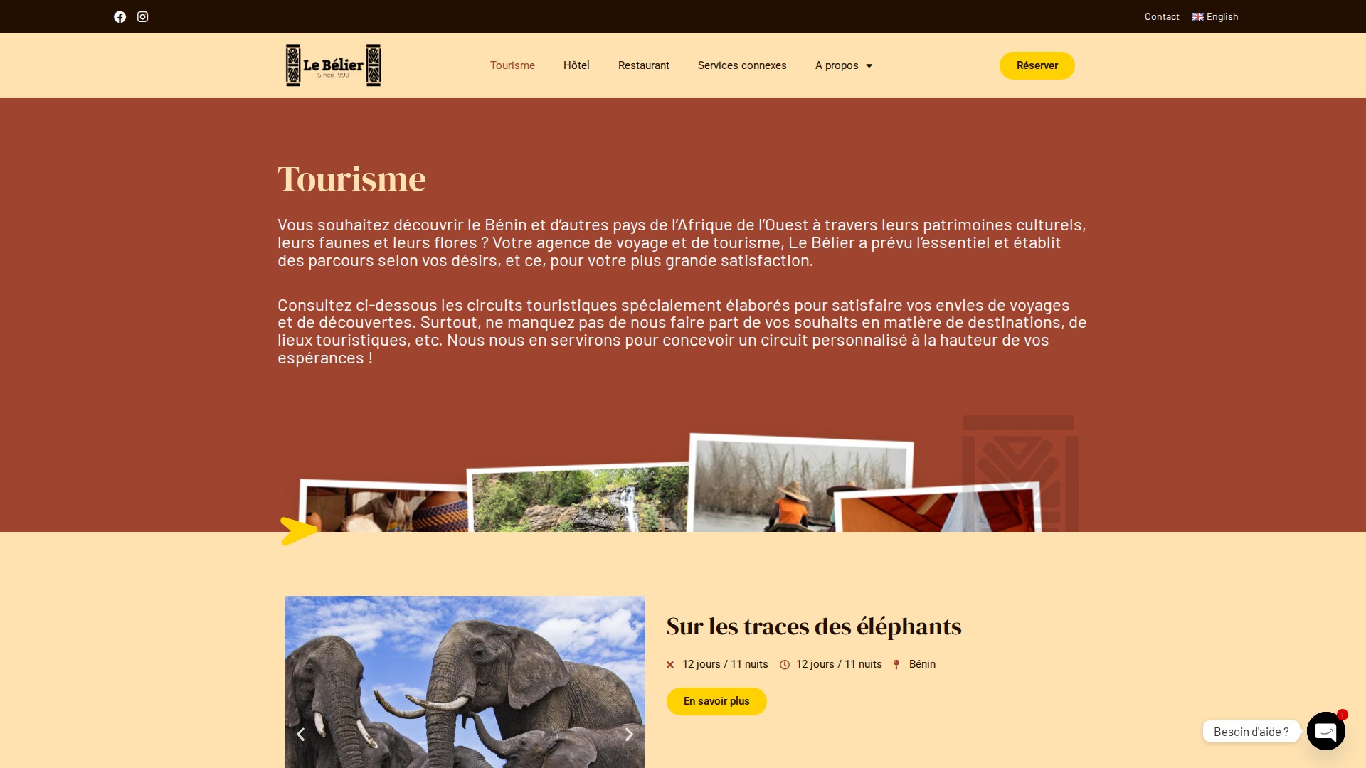 Section tourisme présentant les 4 circuits signature